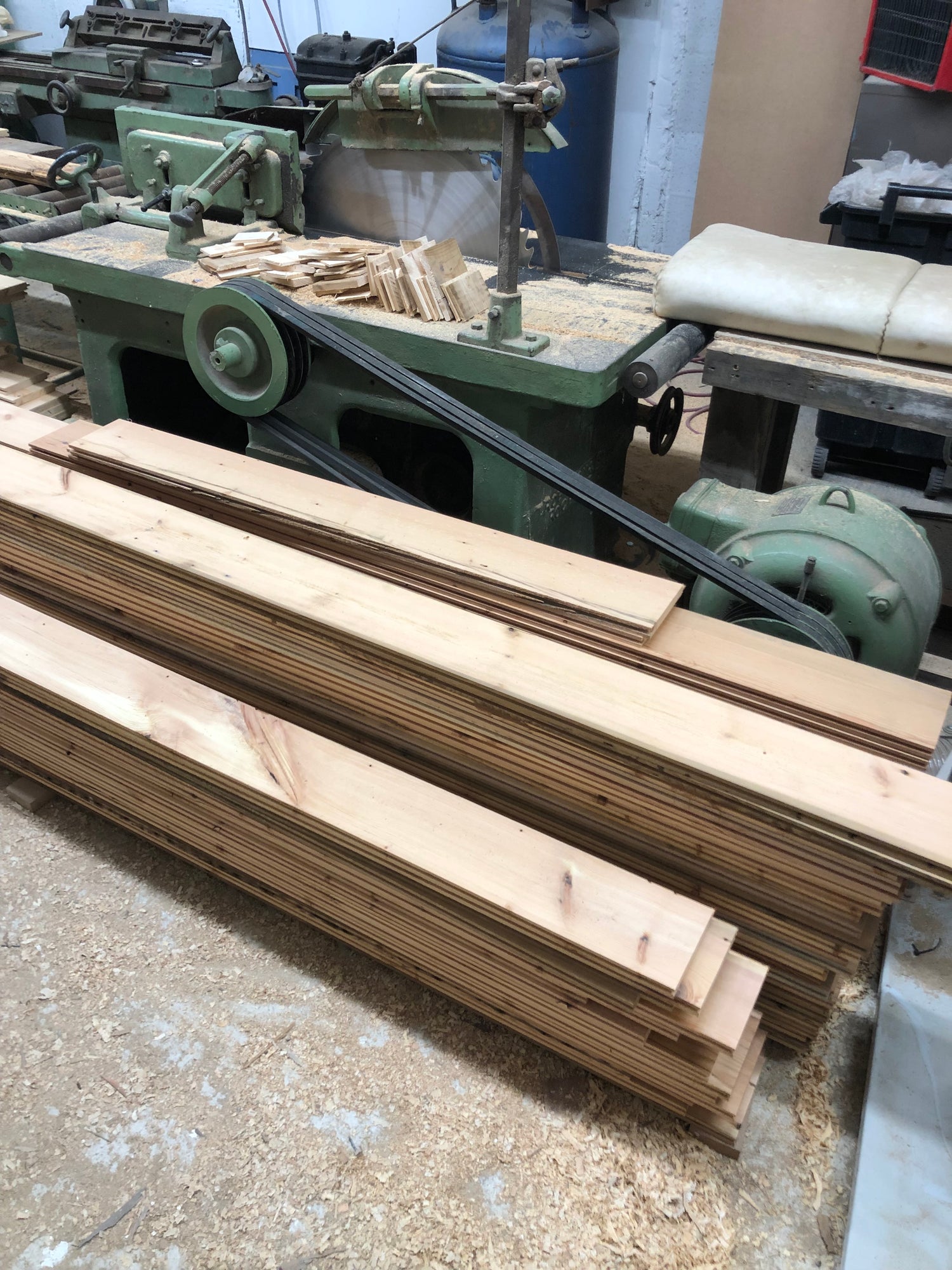 A completed order of pitch pine flooring ready for delivery