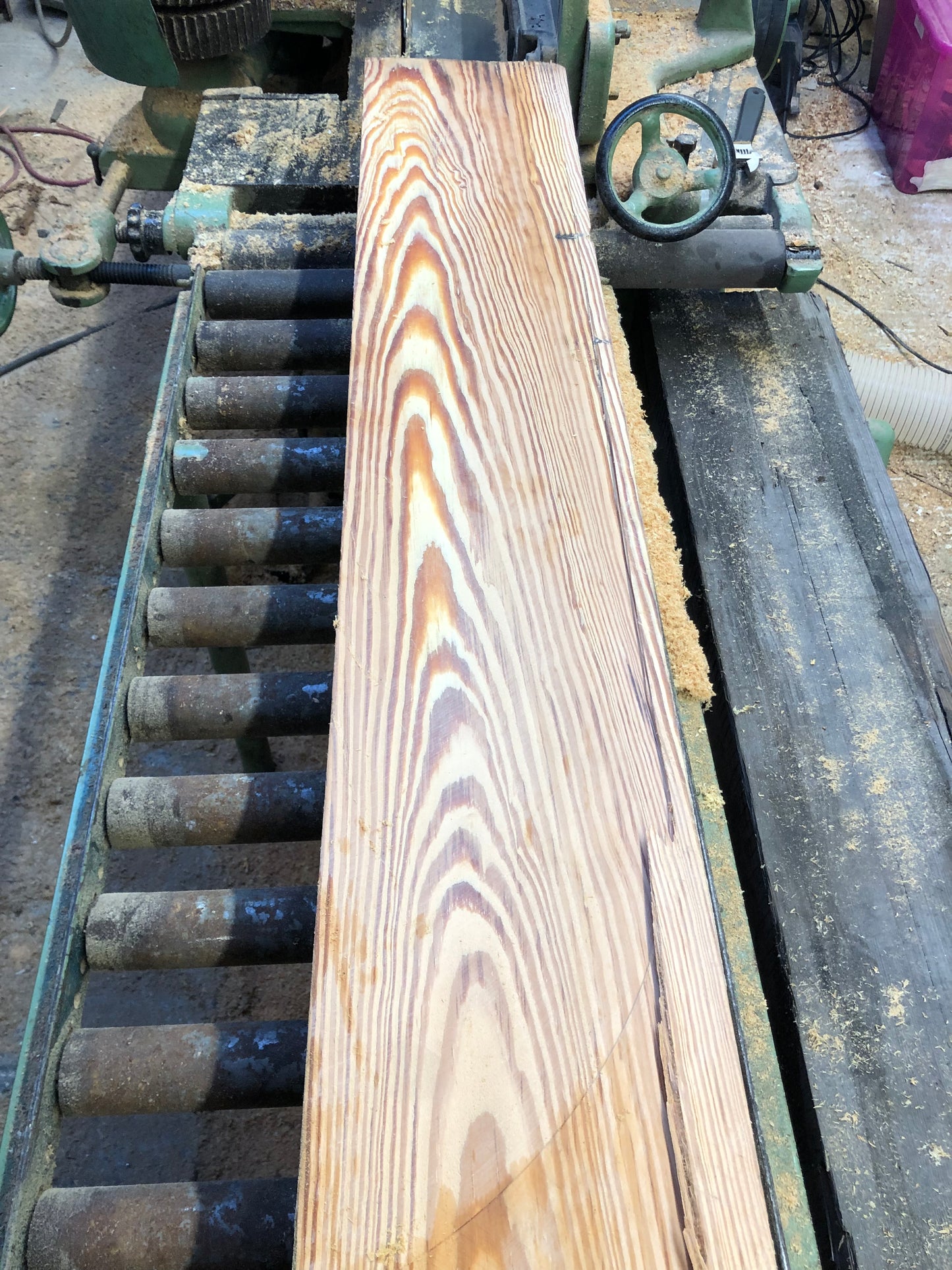 Processing wooden floorboards at Harrogate Flooring